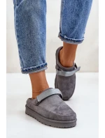 Dámské Teplé Pantofle S Kožešinou Na Platformě Šedé Azida Dámské Teplé Pantofle S Kožešinou Na Platformě Šedé Azida