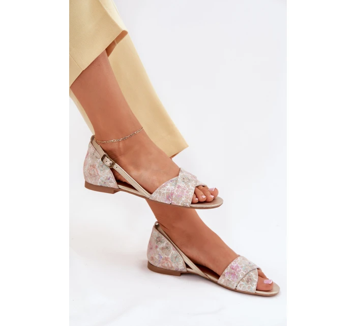 Kožené Plážové Sandály model 21702146 Béžové - Maciejka Kožené Plážové Sandály model 21702146 Béžové - Maciejka