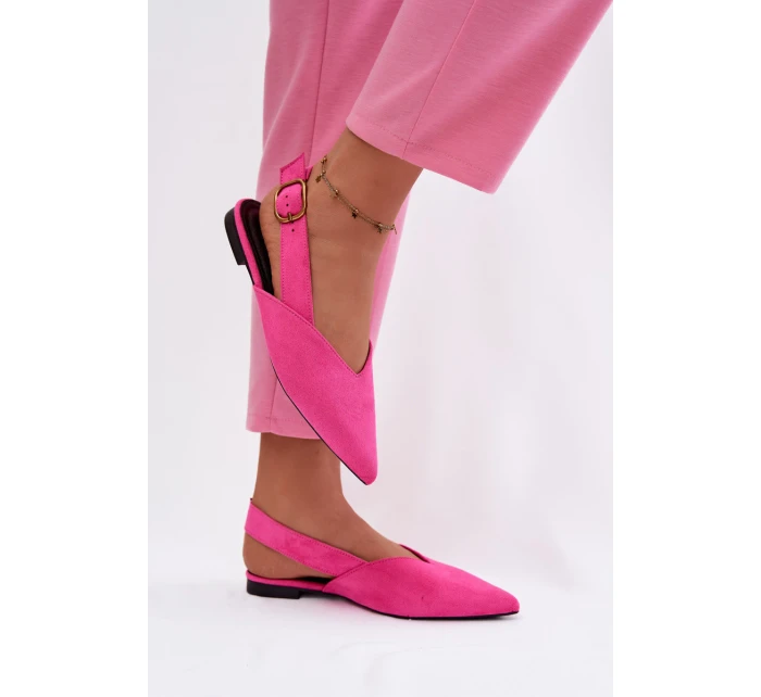 Baleríny s Zlatým Přezkou Eco Semišové Růžové model 21937565 - Boto