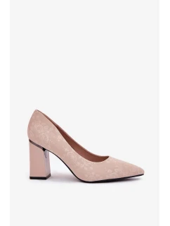 Elegantní dámské lodičky na širokém podpatku Vinceza – béžové