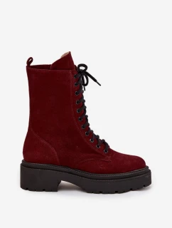 Dámské workery z pravého semiše Zazoo - bordó