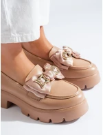Módní mokasíny hnědé dámské platforma Módní mokasíny hnědé dámské platforma