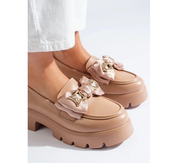 Módní mokasíny hnědé dámské platforma Módní mokasíny hnědé dámské platforma