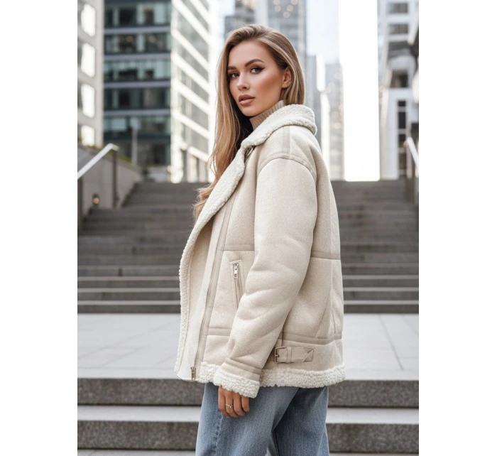 Dámská bunda z ovčí kůže ramones beige Dstreet model 21995333 - FashionStreet