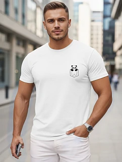 Pánské bavlněné tričko s malým potiskem, bílé, FashionStreet NX5131R