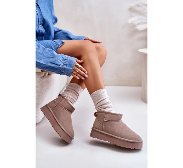 Moderní nízké zimní boty z semiše v khaki Nucca