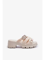 Dámské pantofle na nízkém podpatku ZAXY světle béžová