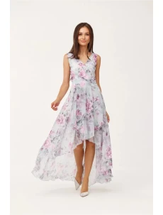 Společenské šaty SUK0401 růžovo-zelené - Roco Fashion