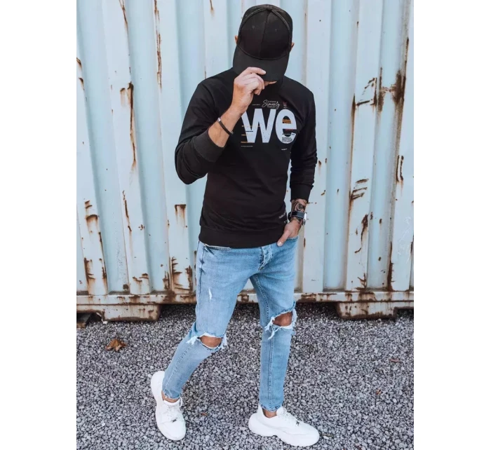 Pánská mikina s potiskem černá FashionStreet BX5365