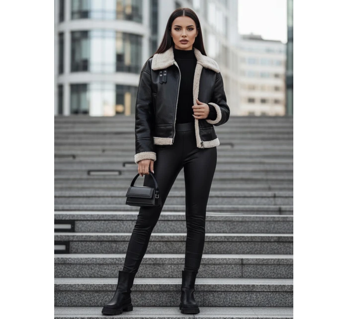 Dámská kožená bunda s ovčí kůží black Dstreet model 21995373 - FashionStreet