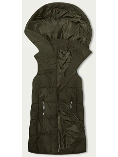 Dámská vesta v khaki barvě s kapucí model 18919189 - S'WEST