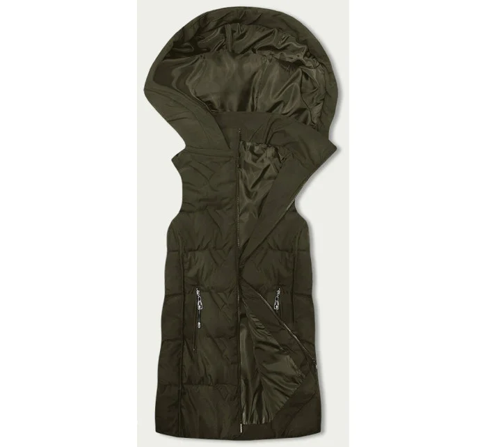 Dámská vesta v khaki barvě s kapucí model 18919189 - S'WEST Dámská vesta v khaki barvě s kapucí model 18919189 - S'WEST