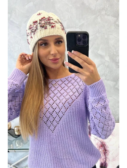 Dámská čepice Florence K350 ecru+bordeaux Dámská čepice Florence K350 ecru+bordeaux