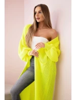 Svetr dlouhý kardigan žlutá neon Svetr dlouhý kardigan žlutá neon