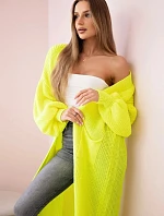 Svetr dlouhý kardigan žlutá neon