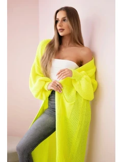 Svetr dlouhý kardigan žlutá neon