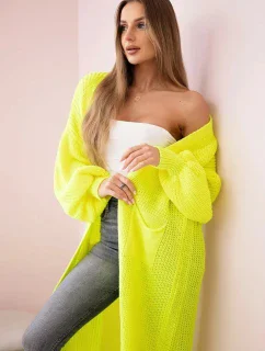 Svetr dlouhý kardigan žlutá neon