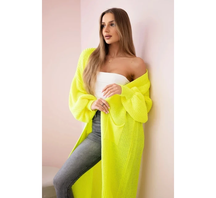 Svetr dlouhý kardigan žlutá neon Svetr dlouhý kardigan žlutá neon