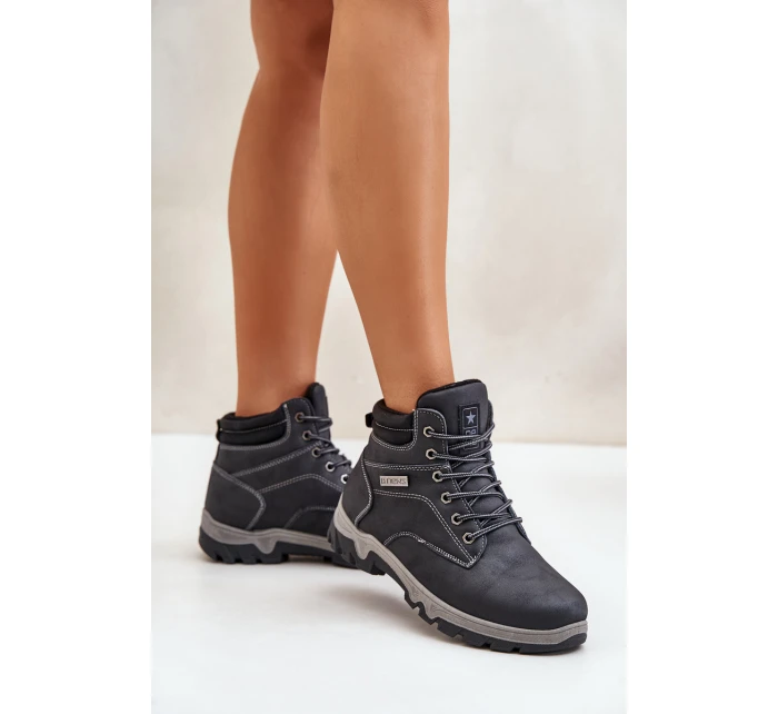 Pánské Zateplené Trekingové Boty Z Eko Kůže Modré model 21670126 - EVENTO Pánské Zateplené Trekingové Boty Z Eko Kůže Modré model 21670126 - EVENTO