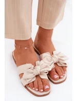 Plné Dámské Pantofle S Mašlí Béžové model 21688585 - Boto