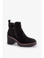 Zateplené Dámské Kotníkové Boty Na Podpatku Z Eko Semiše Černé Velarilla Zateplené Dámské Kotníkové Boty Na Podpatku Z Eko Semiše Černé Velarilla