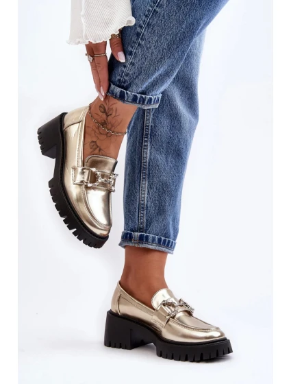 Dámské polobotky na podpatku model Zlatá s černou  model 20599722 - SWEET SHOES