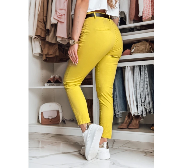 Dámské kalhoty slim fit s páskem LINESKA hořčicová FashionStreet UY2579