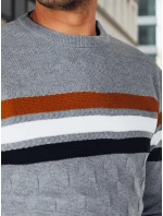 Pánský pruhovaný šedý svetr FashionStreet WX2335