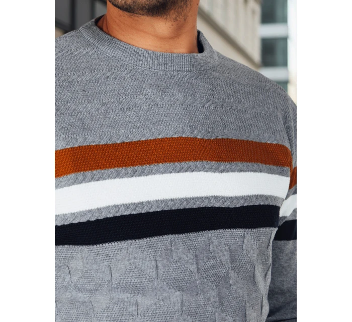 Pánský pruhovaný šedý svetr FashionStreet WX2335