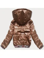 Krátká dámská bunda v karamelové barvě s ozdobným lemováním model 18019190 - S'WEST