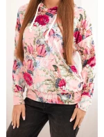 Velurová mikina s kapucí růžový