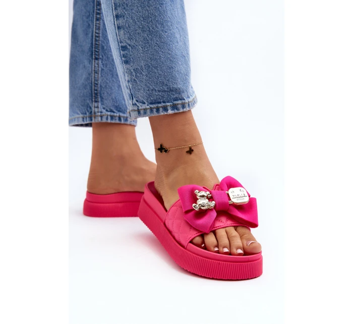 Dámské žabky s mašlí a ozdobným medvídkem model 21648631 - Boto