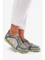 Kožené dámské polobotky s vzorem model 21692637 zelené - Maciejka Kožené dámské polobotky s vzorem model 21692637 zelené - Maciejka