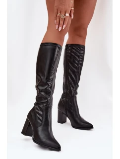 Dámské kozačky na podpatku Vinceza 16511 Černé