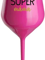 SUPER MÁMA - růžová nerozbitná sklenice na víno 470 ml