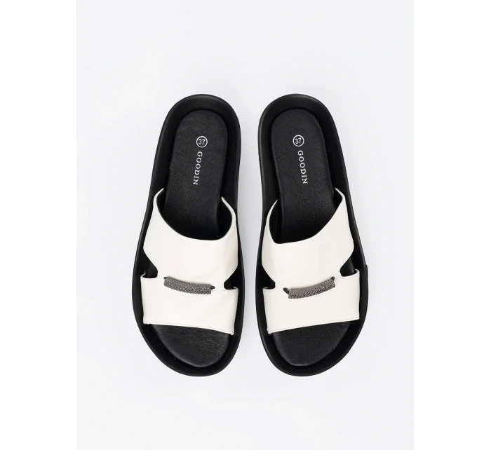 Módní Biało-czarny dámské  nazouváky na klínku