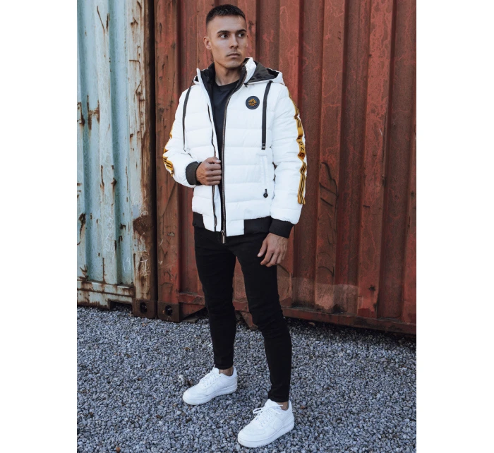 Pánská prošívaná zimní bunda s kapucí bílá FashionStreet TX4865