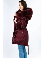 Bavlněná parka s kožešinou vínová (xw805x)