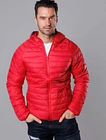 Pánská prošívaná bunda s kapucí červená (HM112-5)