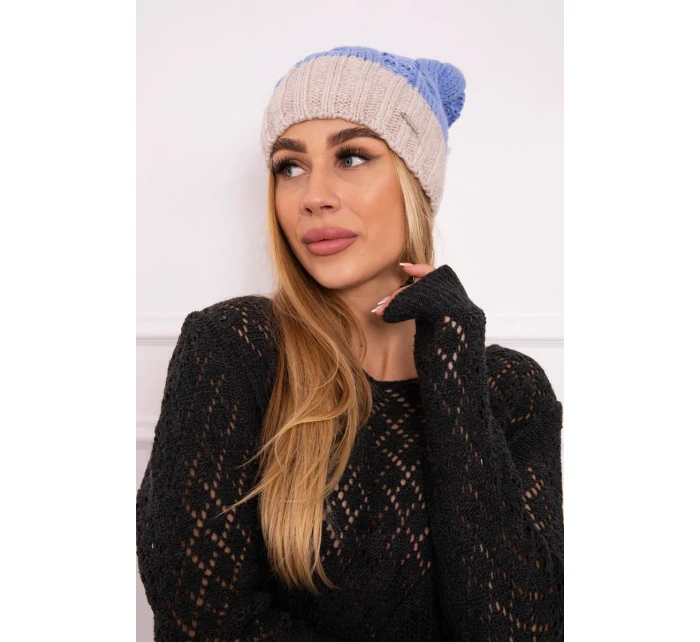 Paris fleecová čepice K212 modrá+béžová