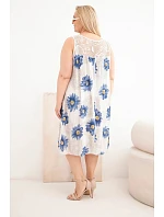 Dámské šaty Plus Size z viskózy s květinovým vzorem a krajkovým výstřihem béžová Dámské šaty Plus Size z viskózy s květinovým vzorem a krajkovým výstřihem béžová