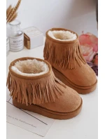 Ocieplane Botky Sněžáky Dětské s Ozdobnými Frédzlami Camel Nimia