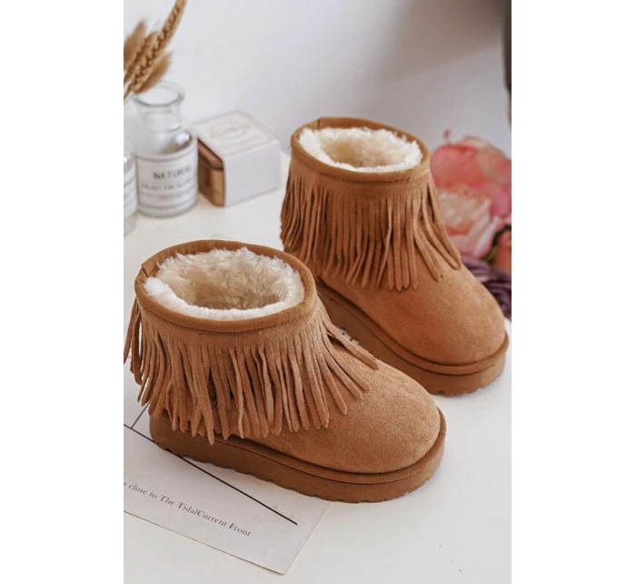 Ocieplane Botky Sněžáky Dětské s Ozdobnými Frédzlami Camel Nimia