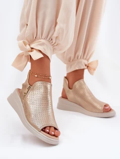 Dámské Sandály Na Klínu Zlaté model 21692821 - Boto