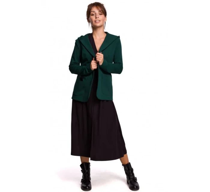 Blejzr s kapucí z úpletu tmavě zelený model 18002798 - BeWear