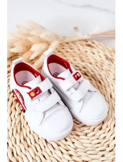 Dětské Tenisky Se Suchým Zipem Bíle-červené Taxi