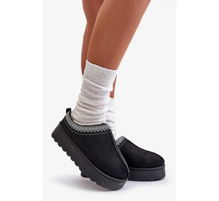 Sněhule Dámské Na Platformě Zateplené Kožíškem Černé Remenia Sněhule Dámské Na Platformě Zateplené Kožíškem Černé Remenia