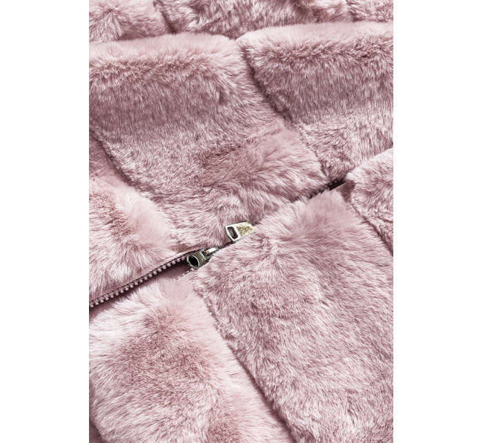 Růžová kožešinová vesta s kapucí (BR8060-81)