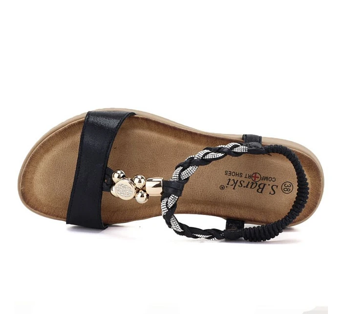 Dámské sandály s gumovou podrážkou černé S.Barski KV61-6051