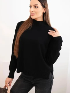 Dámský svetr s model 21412192 z viskózy volného střihu černý - K-Fashion